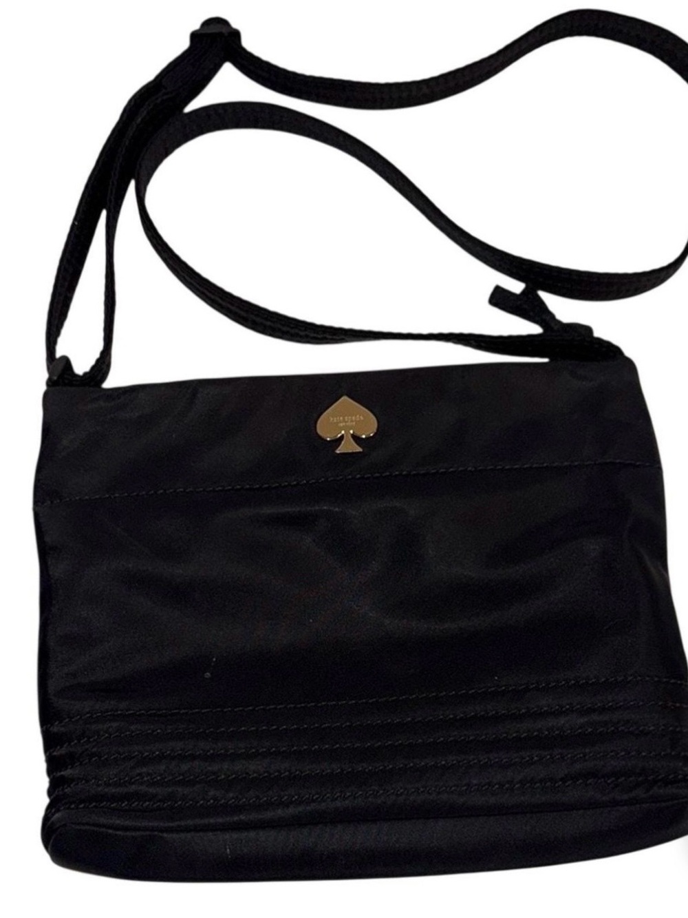 kate spade Black Nylon Crossbody with Gold Spade Accent